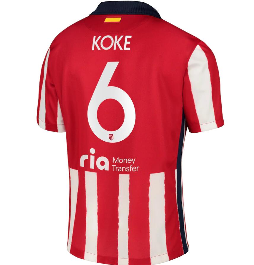 Atlético Madrid Metropolitano Home Kit Soccer Jersey with Koke 6 printing 2020/21